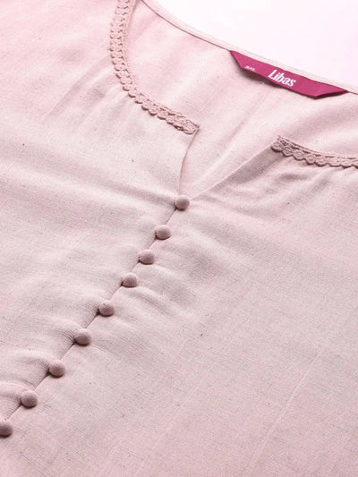 Plus Size Pink Solid Rayon Kurta - Libas