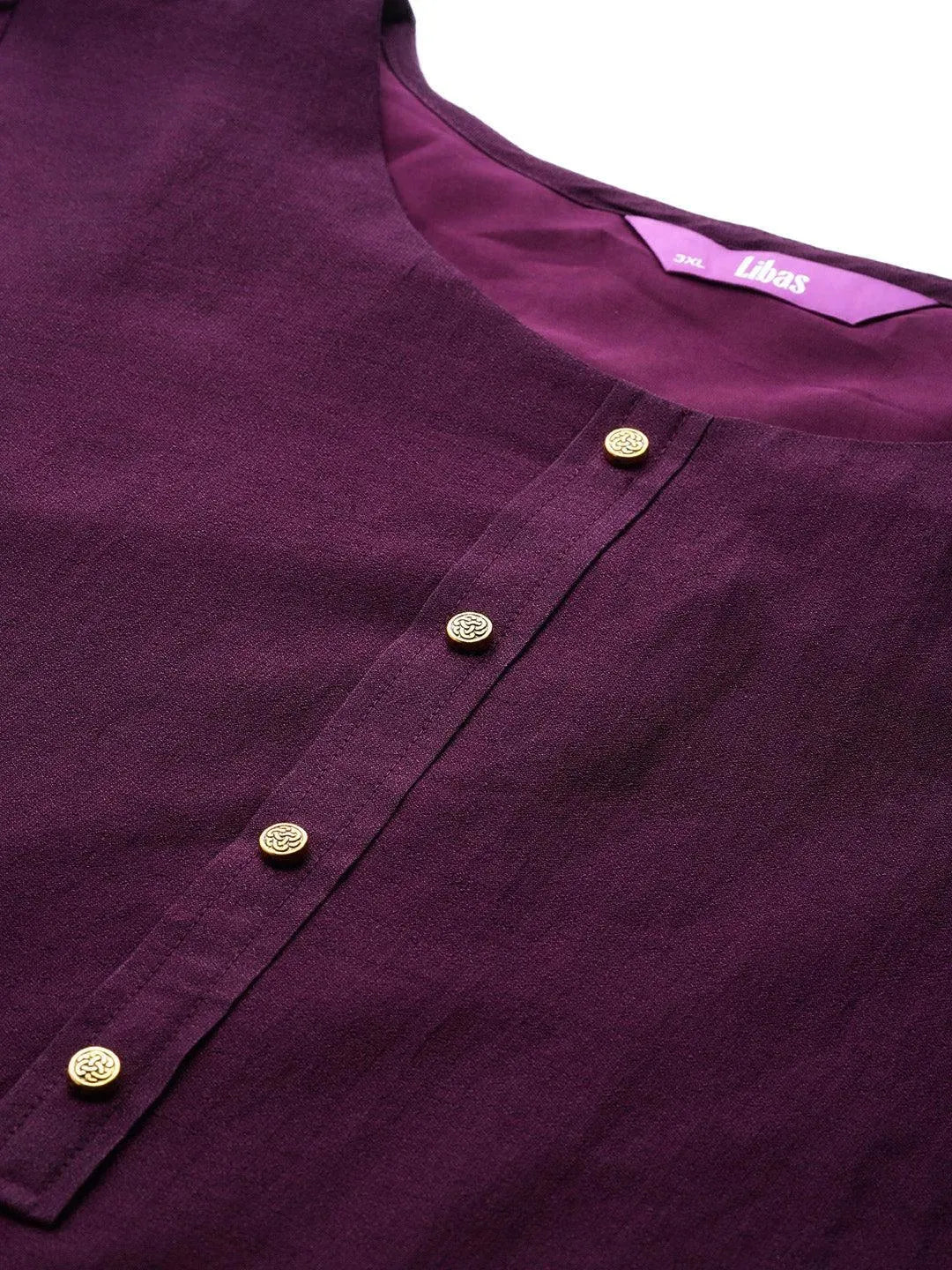 

Plus Size Purple Solid Silk Kurta