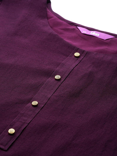 Plus Size Purple Solid Silk Kurta - Libas