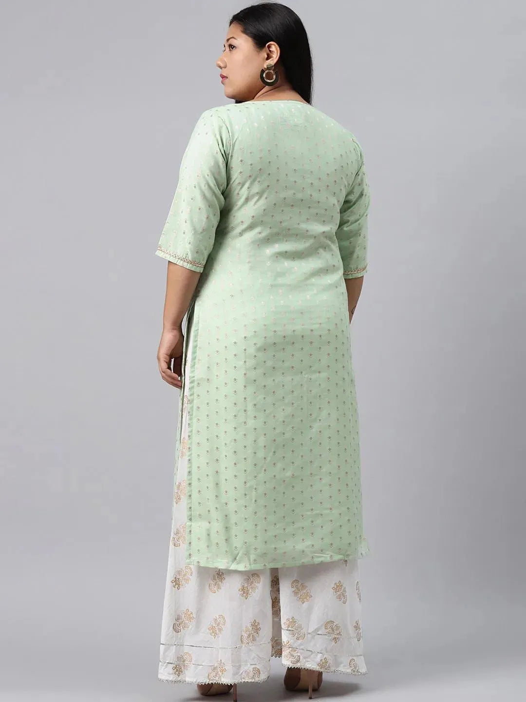 Plus Size Sea Green Chanderi Silk Kurta - Libas