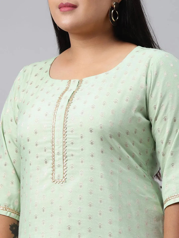 Plus Size Sea Green Chanderi Silk Kurta - Libas