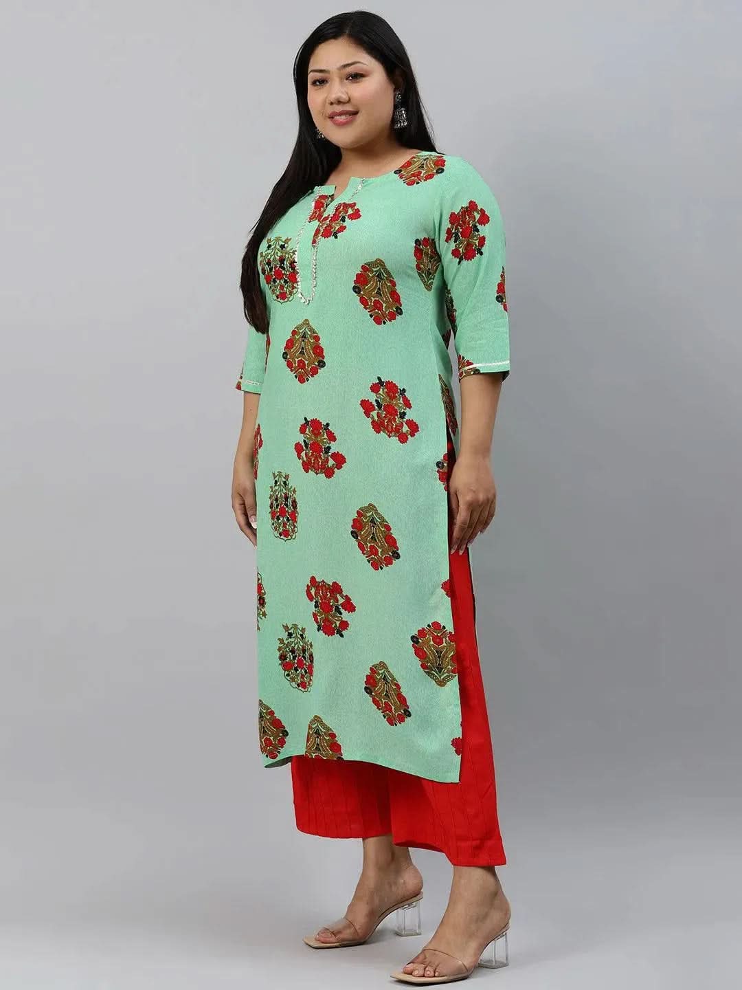

Buy Plus Size Sea Green Printed Rayon Kurta - 11039- | Libas Ethnic Wear Online