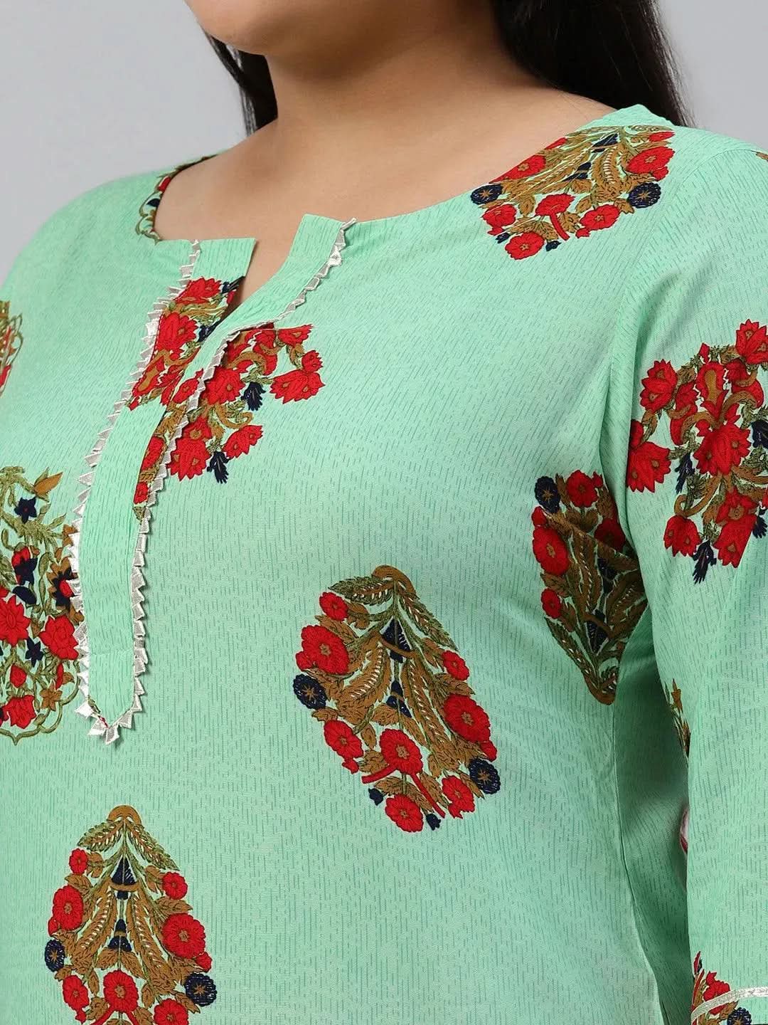 

Buy Plus Size Sea Green Printed Rayon Kurta - 11039-3XL | Libas Ethnic Wear Online