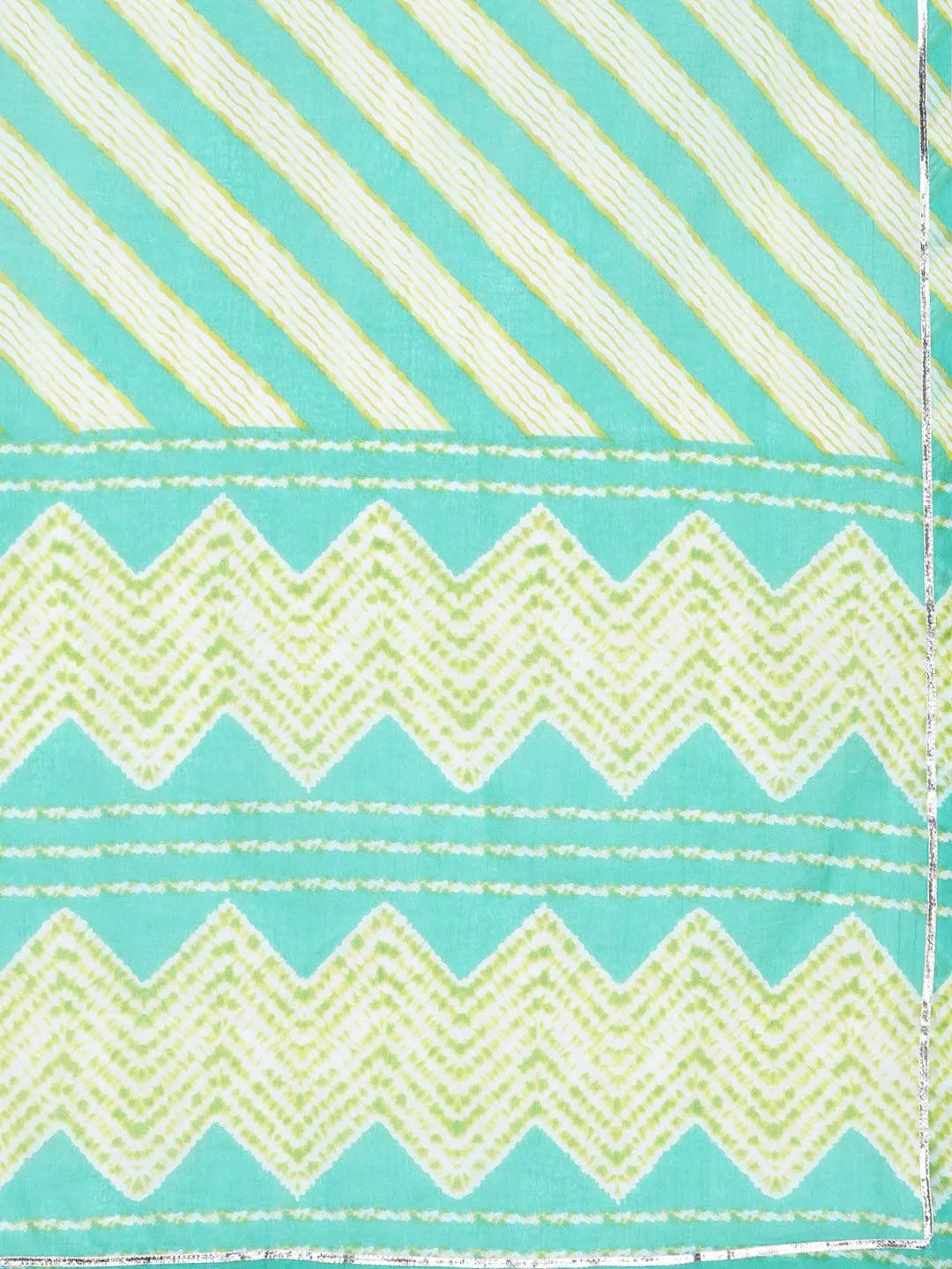 Plus Size Turquoise Blue Yoke Design Cotton Straight Kurta With Salwar & Dupatta - Libas 