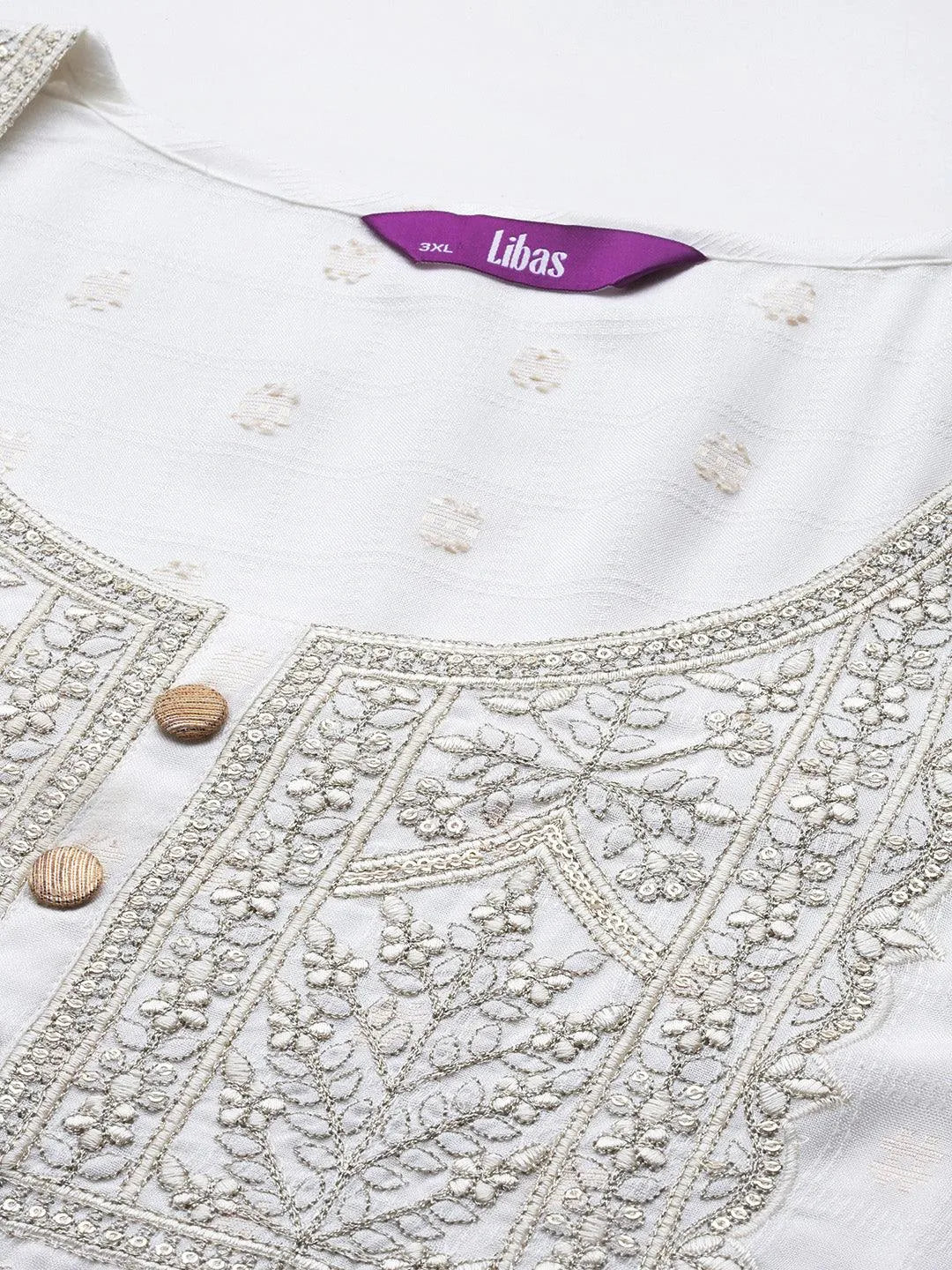 Plus Size White Printed Rayon Straight Kurta - Libas 