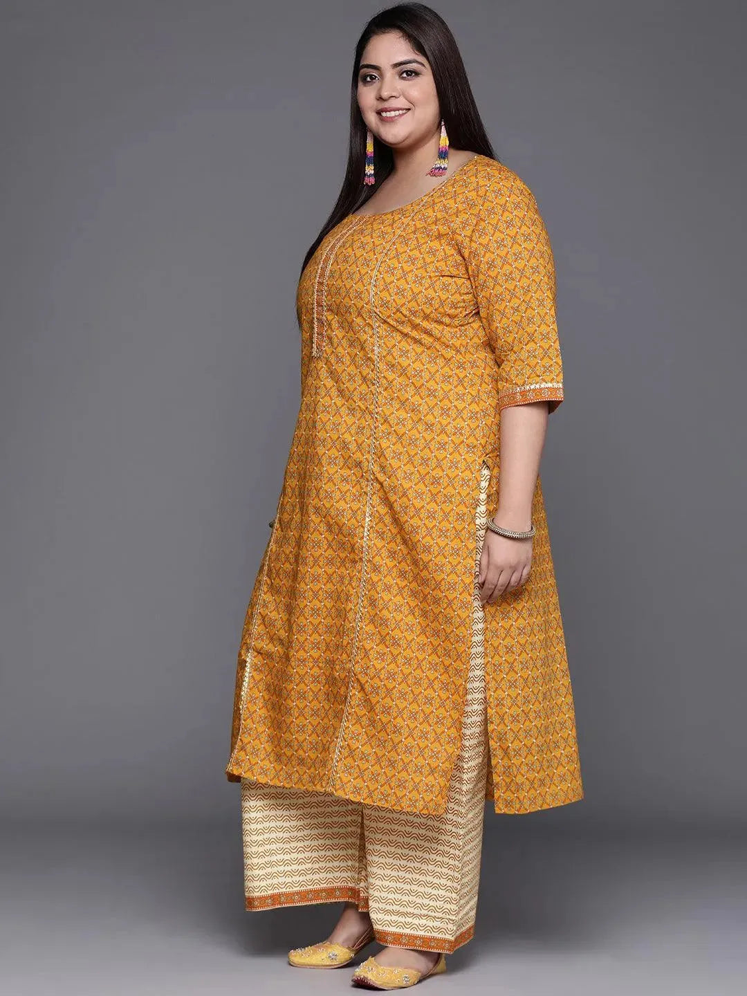 

Buy Plus Size Yellow Printed Cotton Suit Set - 15102- | Libas Ethnic Wear Online