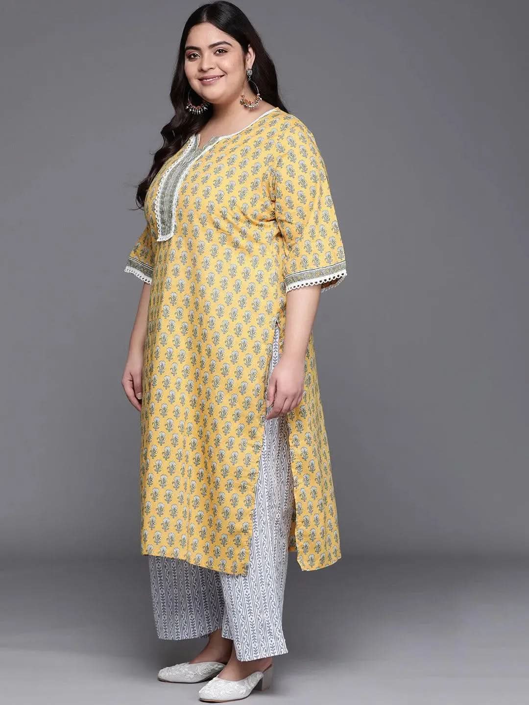 

Buy Plus Size Yellow Printed Cotton Suit Set - 15128O- | Libas Ethnic Wear Online