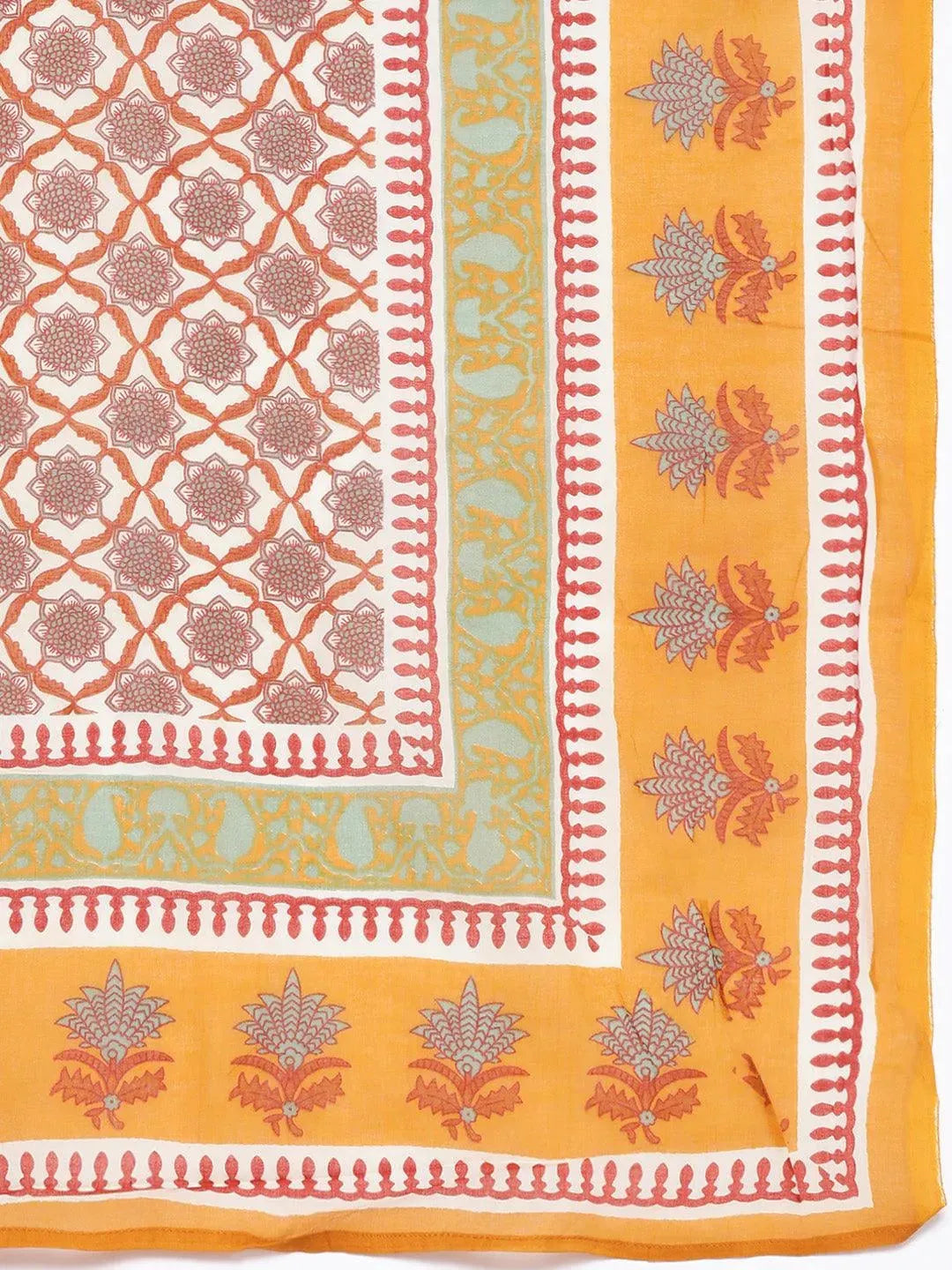 Plus Size Yellow Printed Cotton Suit Set - Libas 