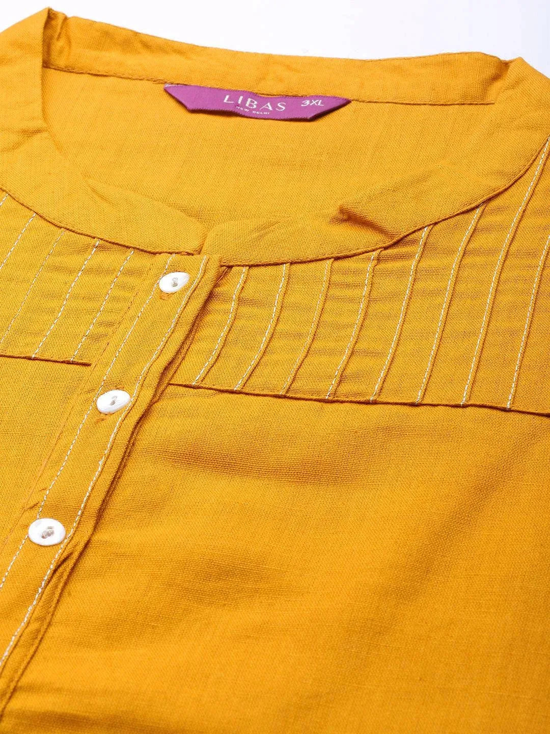 Plus Size Yellow Solid Cotton Kurta - Libas 