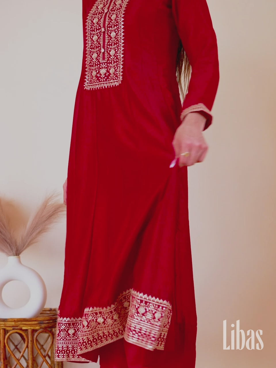  Maroon Yoke Design Silk Blend Anarkali Suit With Dupatta 