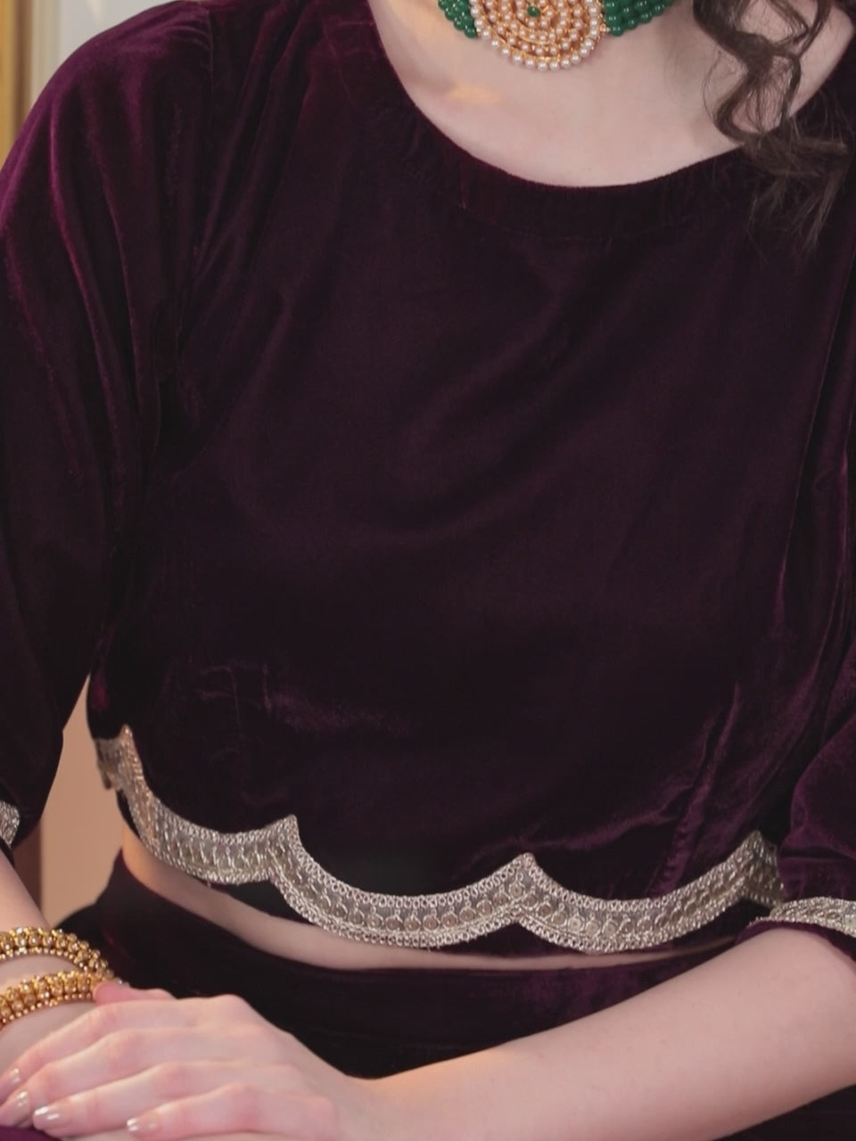  Wine Solid Velvet Co-Ords 
