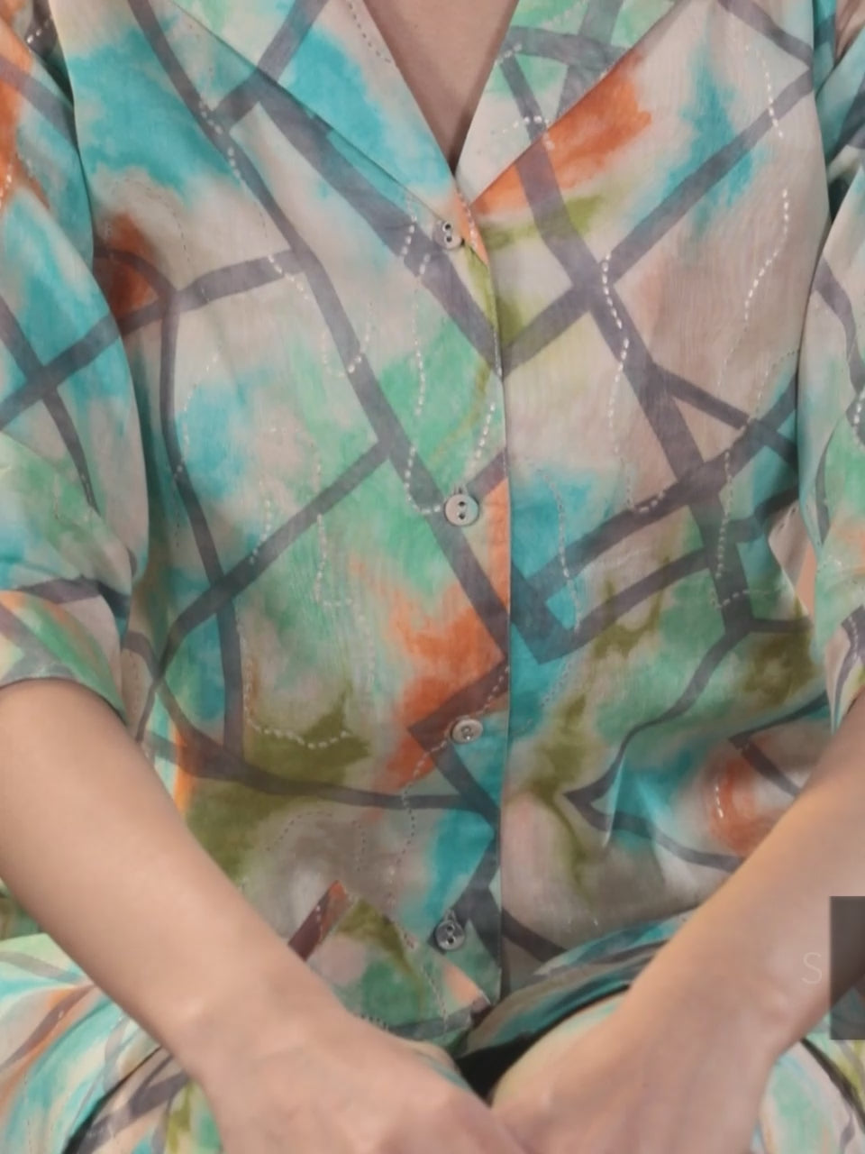  Multicoloured Dyed Cotton Shirt With Palazzos 
