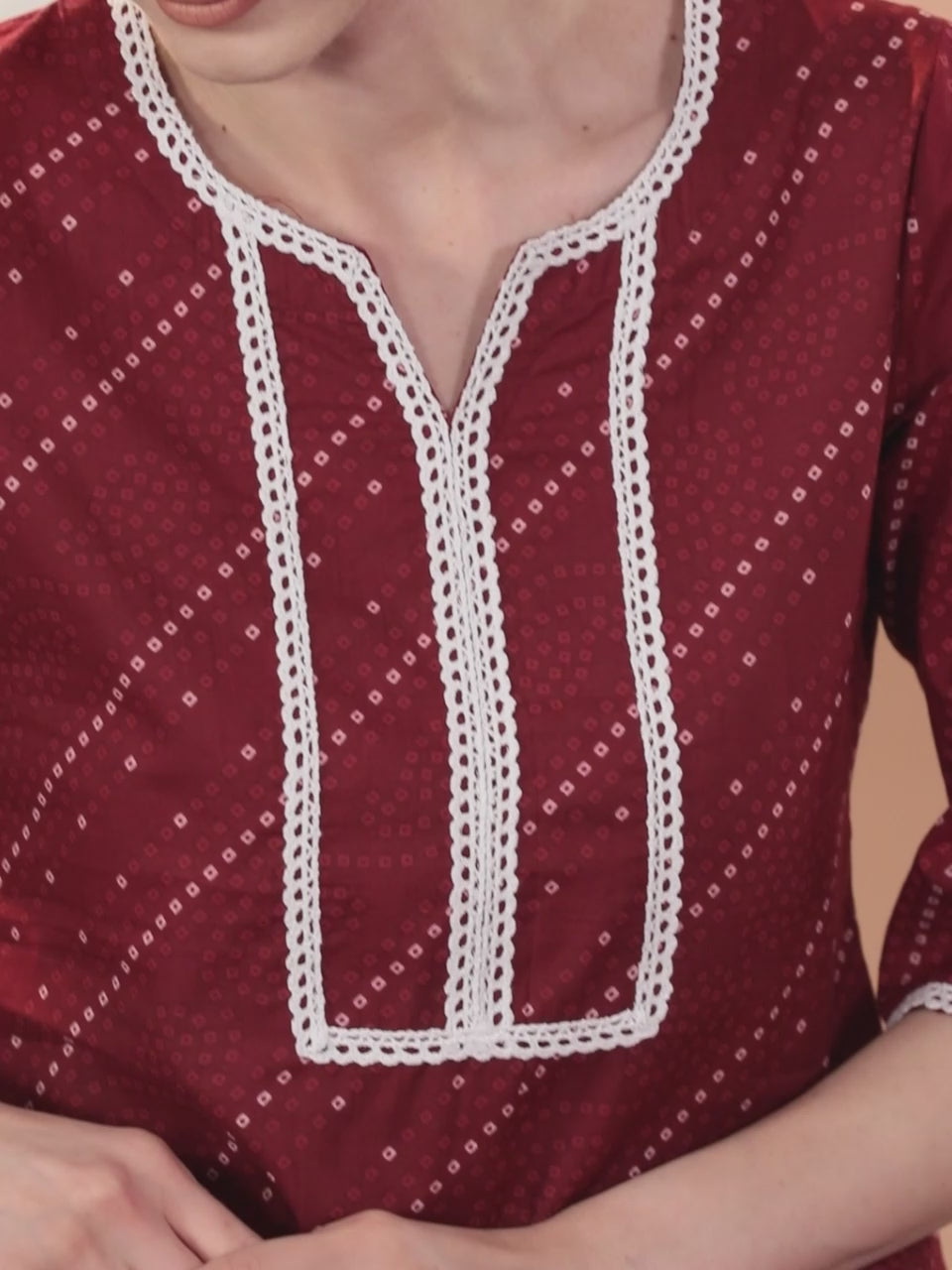  Maroon Printed Cotton Straight Kurta With Salwar 