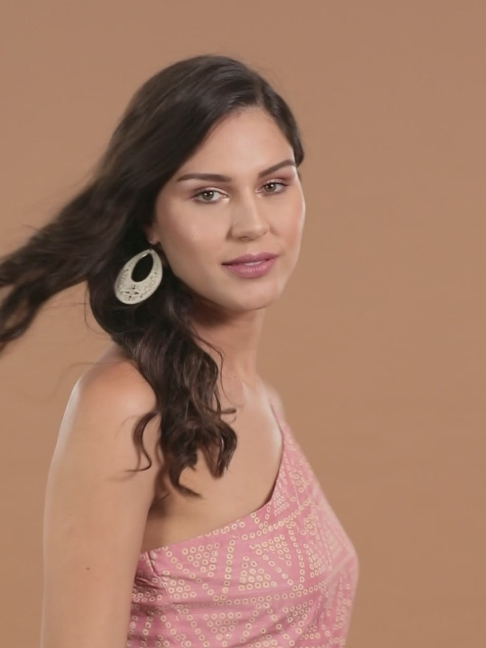  Pink Self Design Silk Jumpsuit 