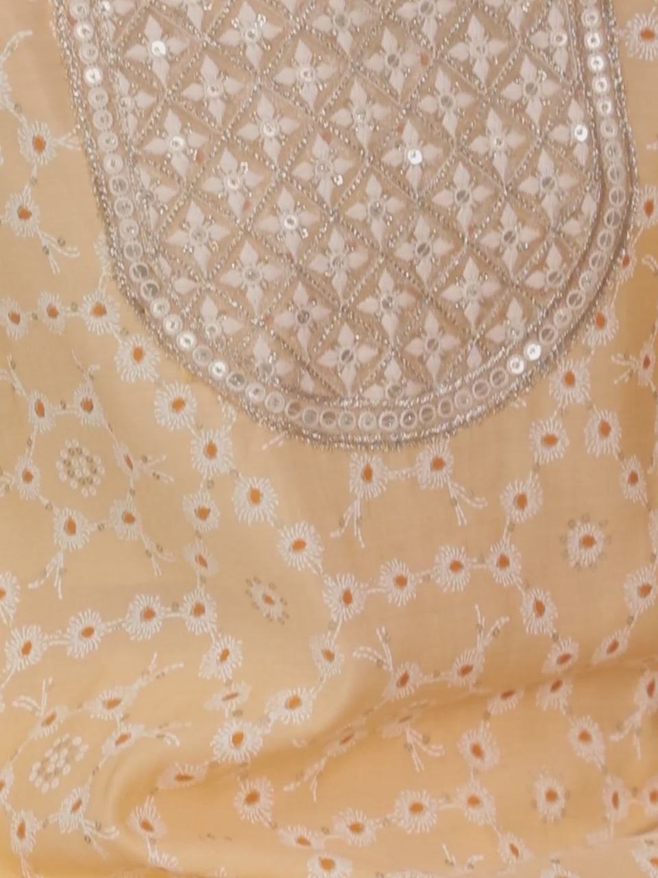 Yellow Yoke Design Silk Blend Straight Kurta With Trousers & Dupatta