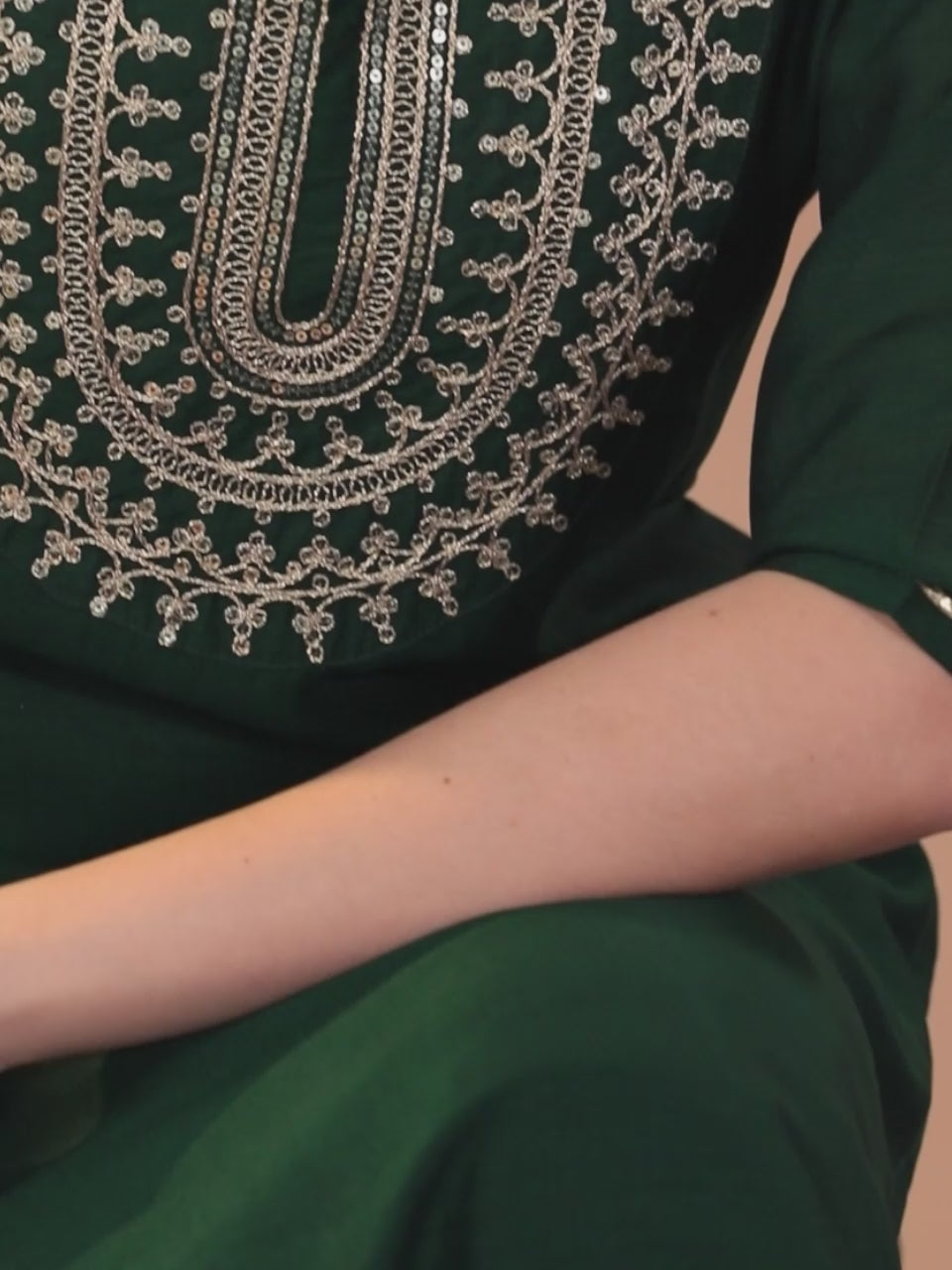  Green Yoke Design Silk Blend Straight Kurta With Trousers & Dupatta 
