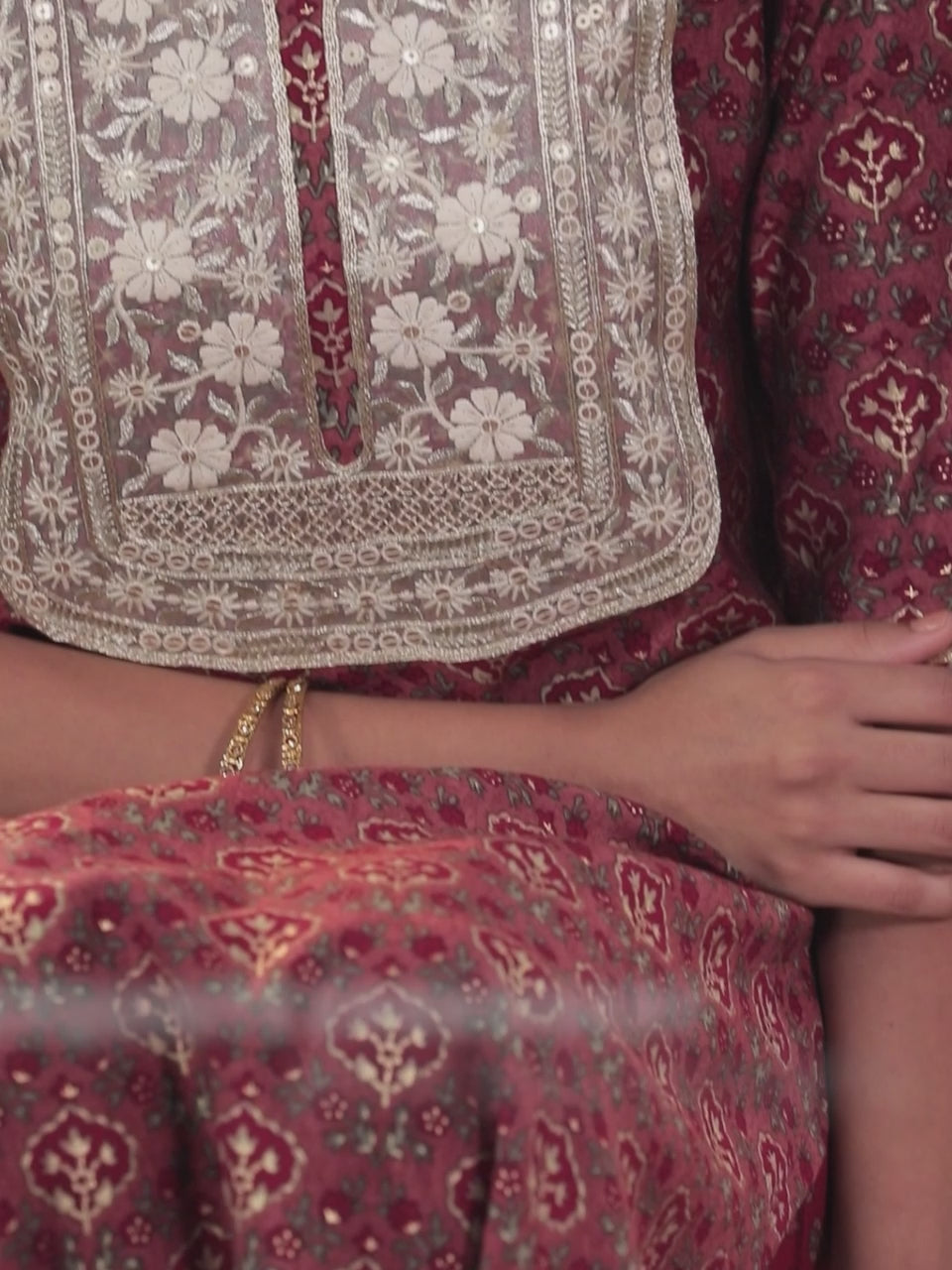  Maroon Printed Silk Blend Straight Suit With Dupatta 