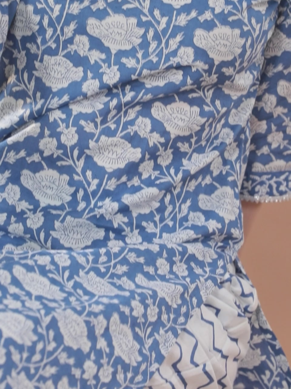  Blue Printed Cotton Straight Suit With Dupatta 