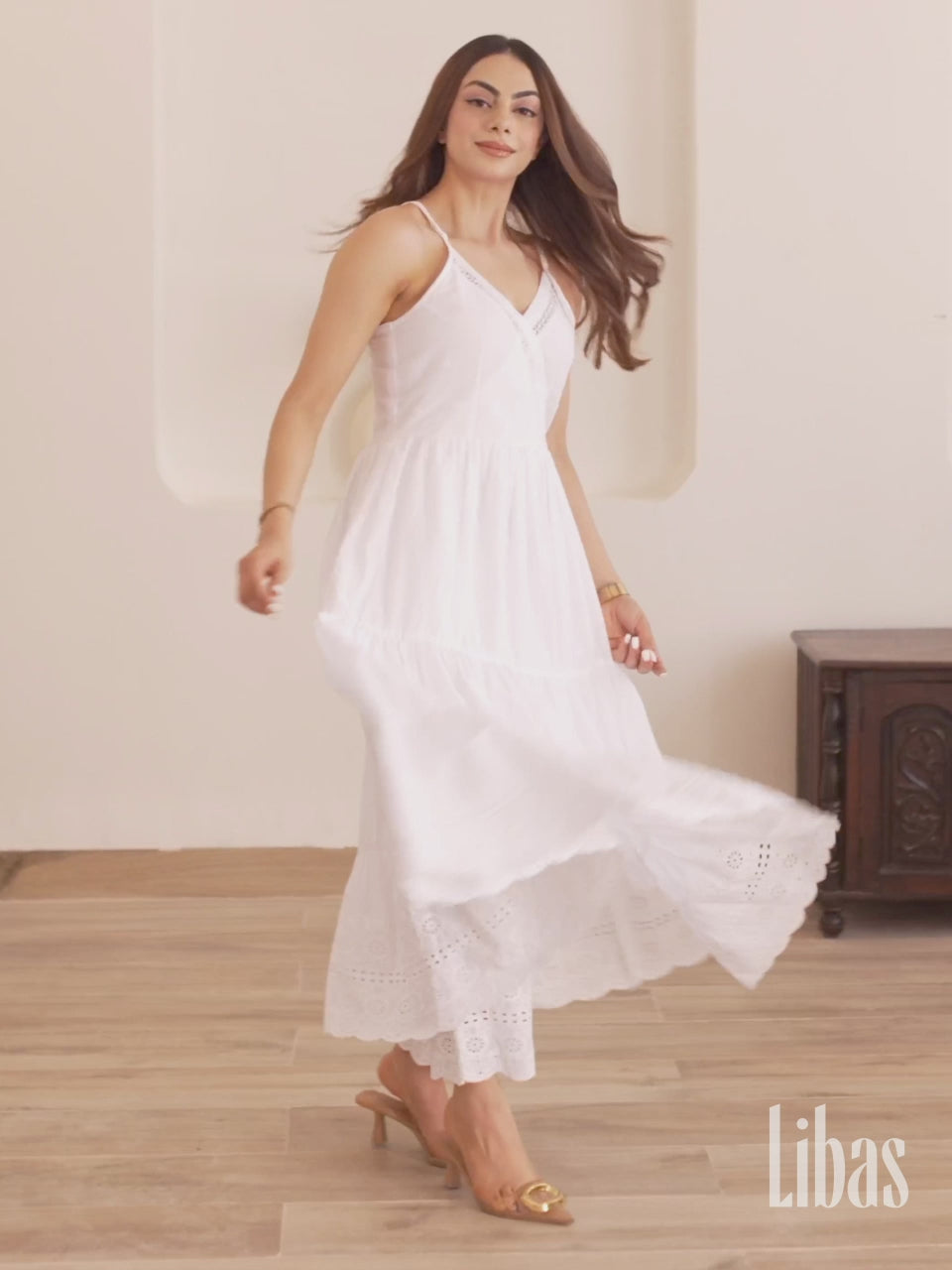  The Kiara Cut White Self Design Cotton A-Line Kurta With Trousers 