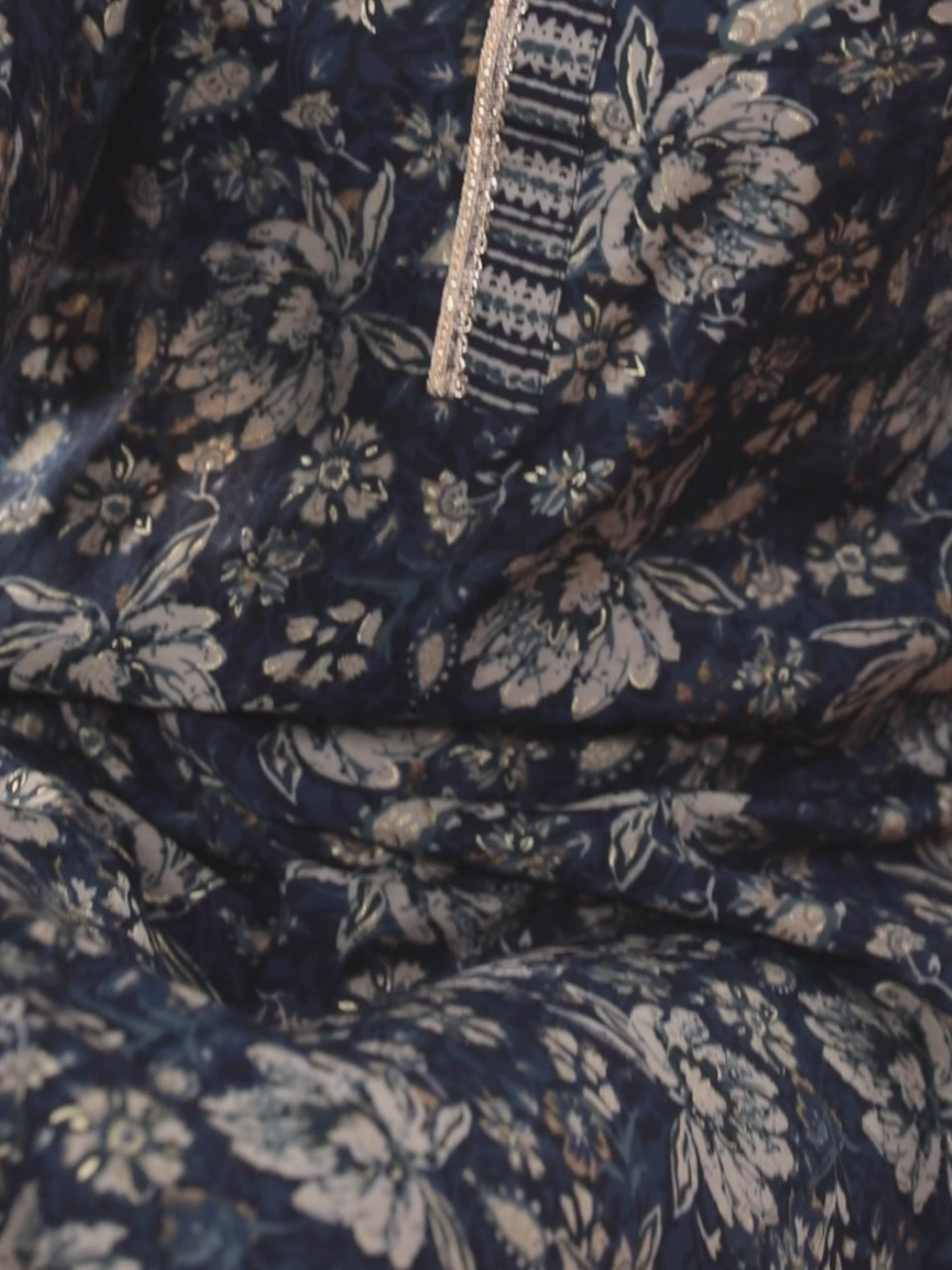  Blue Printed Silk Blend Straight Kurta Set 