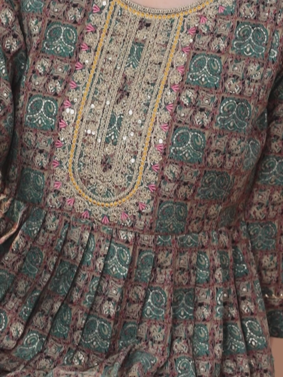  Blue Printed Silk Blend Anarkali Suit With Dupatta 