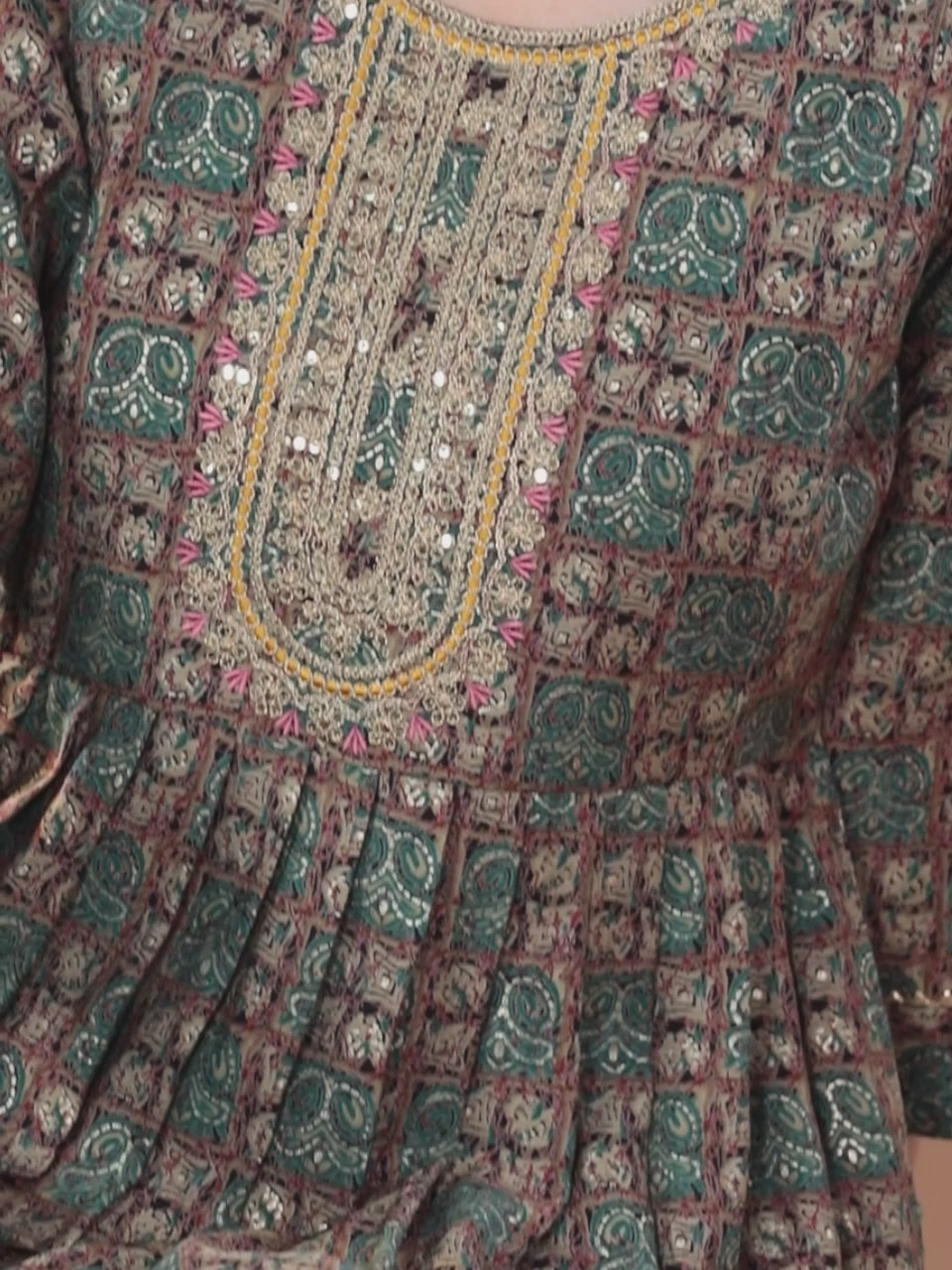 Blue Printed Silk Blend Anarkali Suit With Dupatta