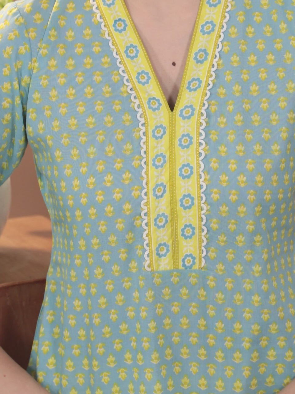  Blue Printed Cotton Straight Kurta With Trousers & Dupatta 