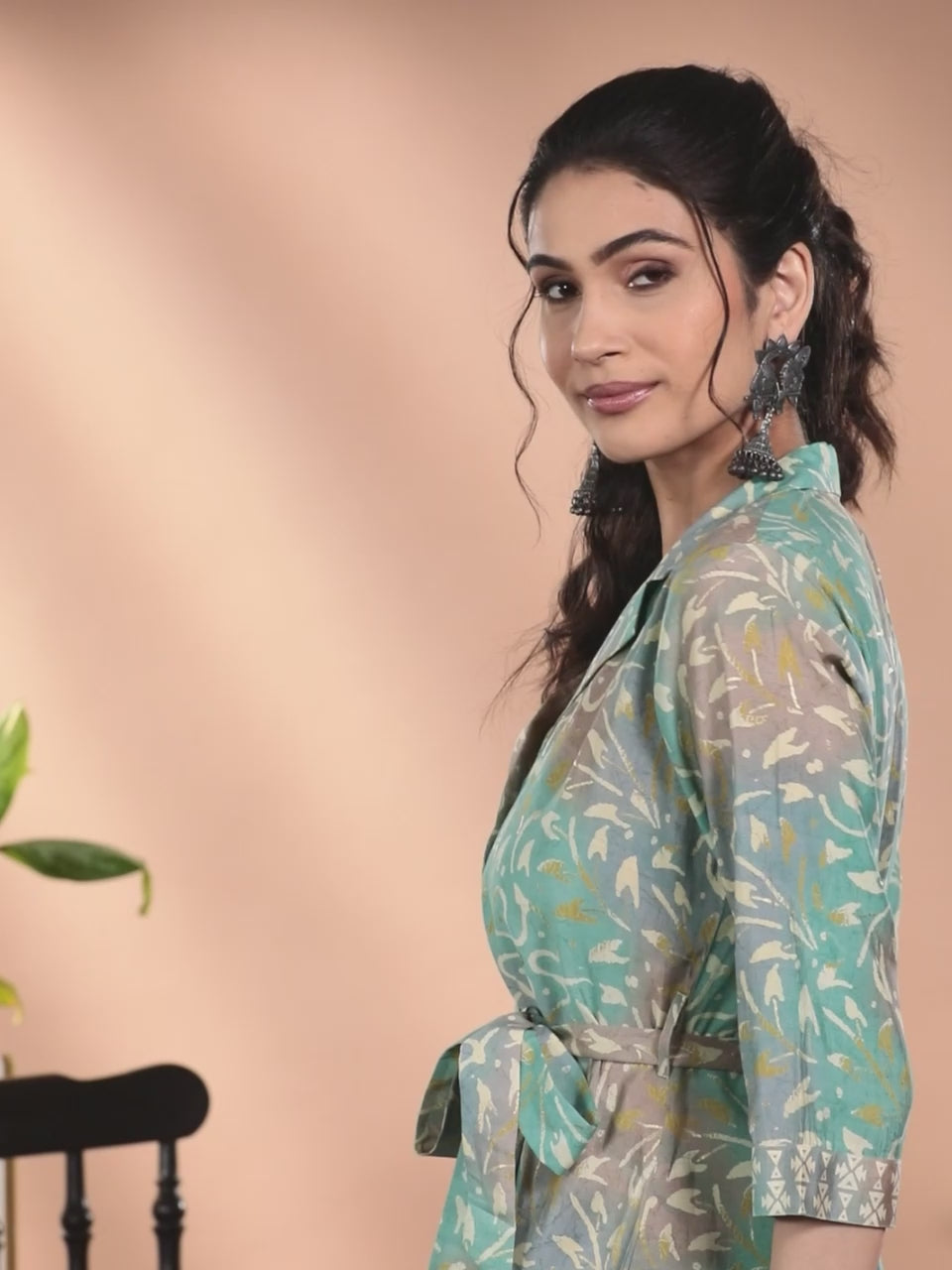  Multicoloured Printed Silk Blend Shirt With Palazzos 