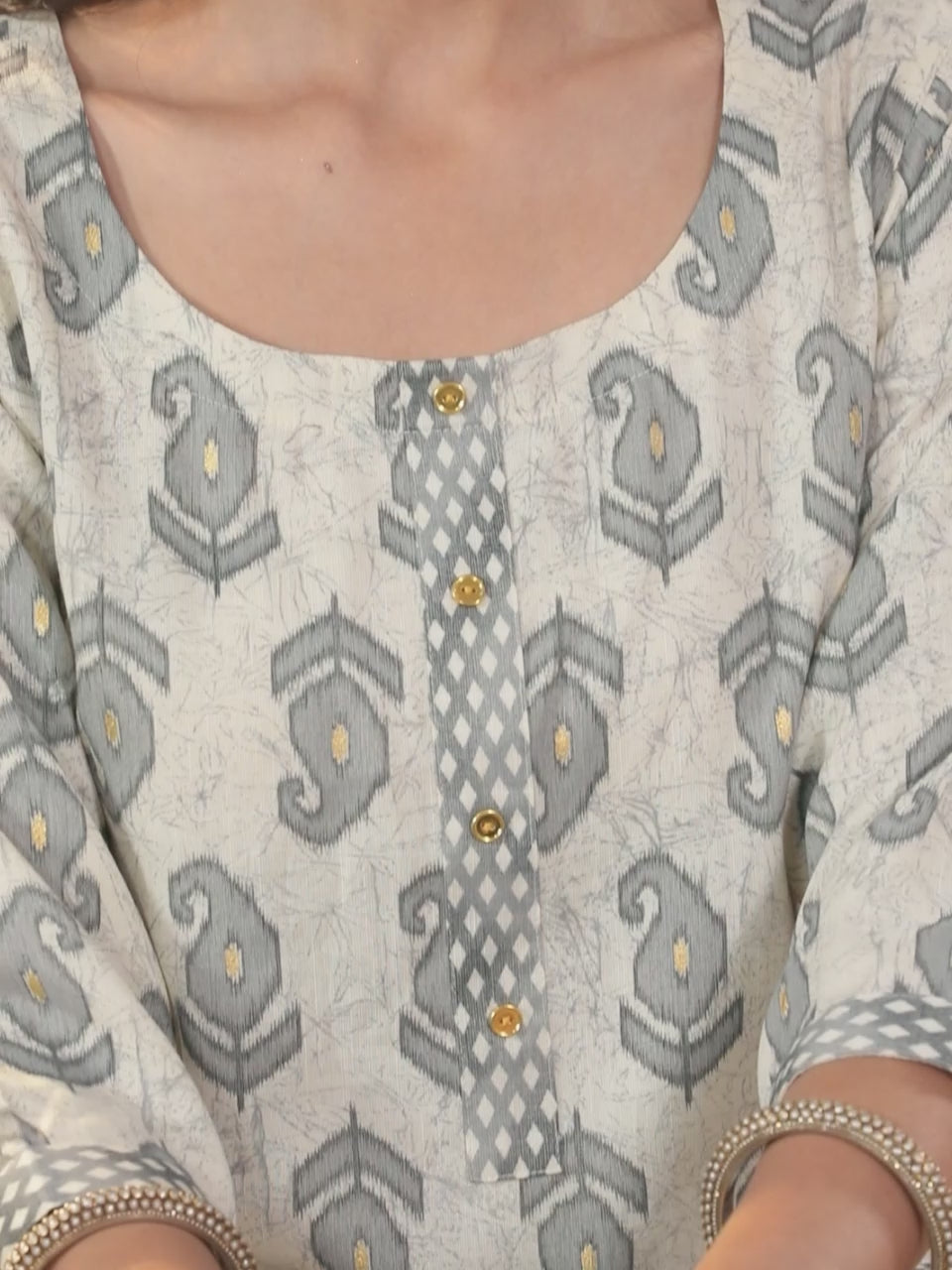  Off-White Printed Rayon Straight Kurta With Trousers & Dupatta 