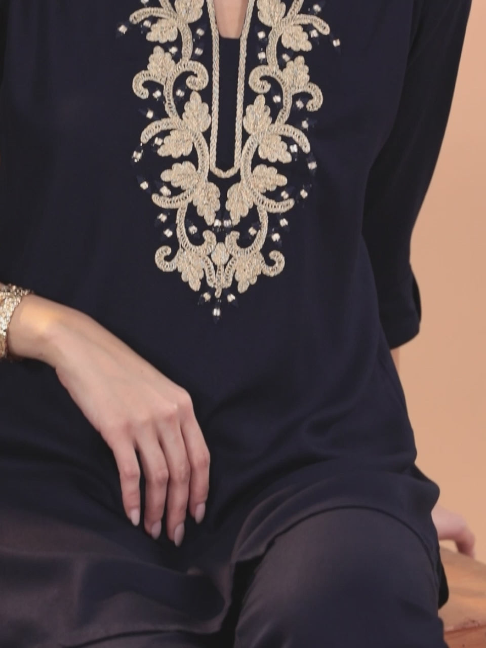  Blue Yoke Design Wool Blend Co-Ords 