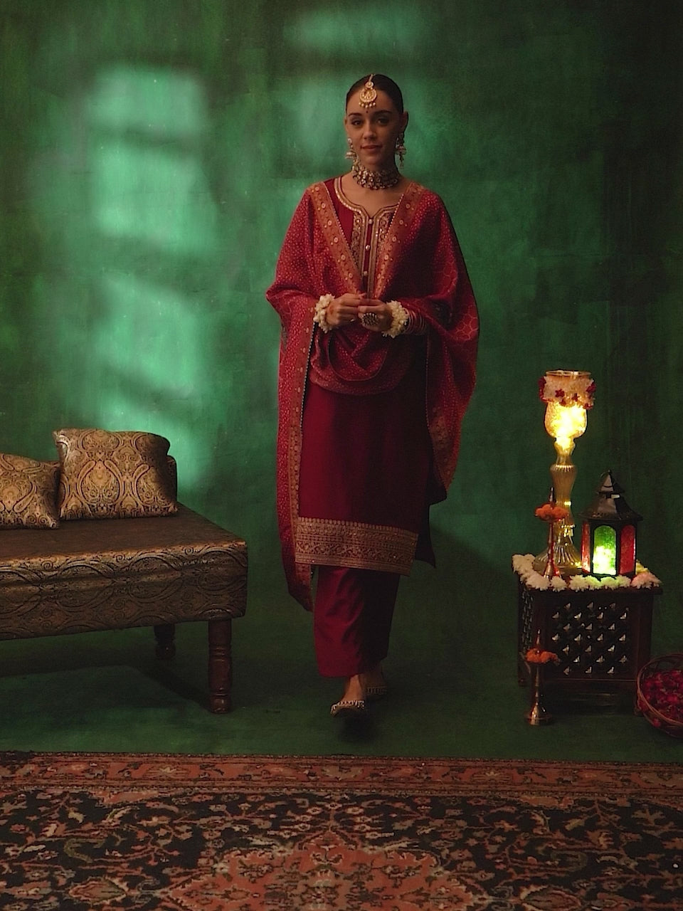  Maroon Embroidered Silk Blend Straight Suit With Dupatta 