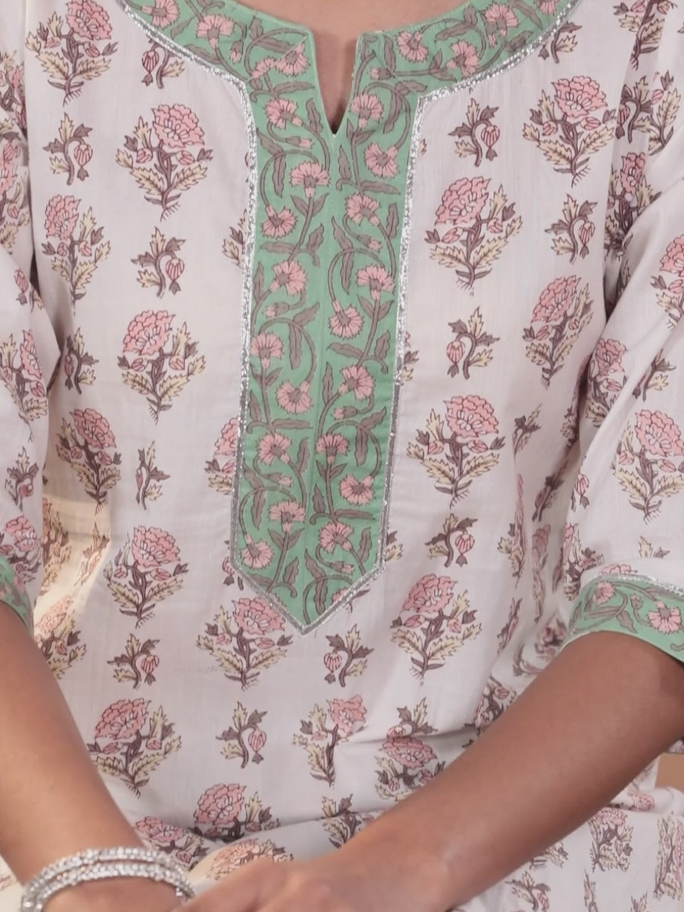  White Printed Cotton Straight Kurta With Salwar & Dupatta 