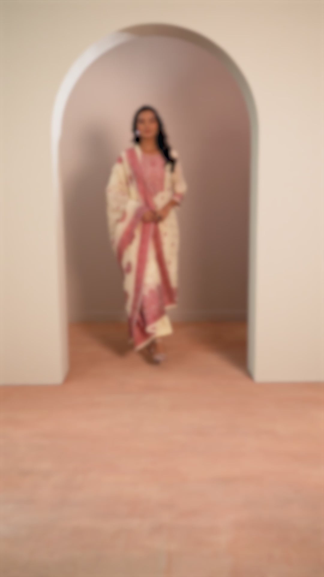  Cream Self Design Chanderi Silk Straight Suit Sets With Dupatta 