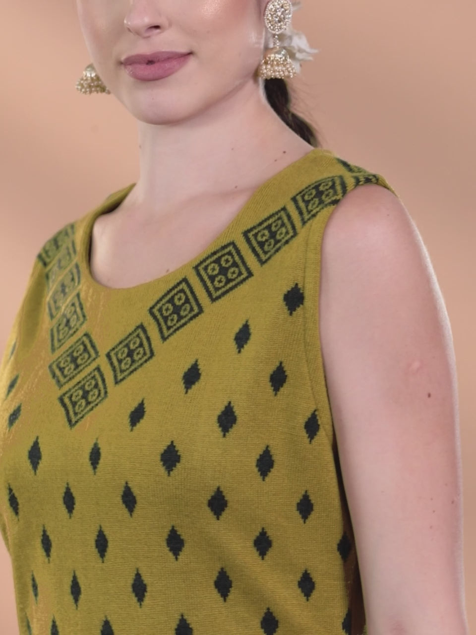  Mustard Woven Design Wool Straight Kurta Set 