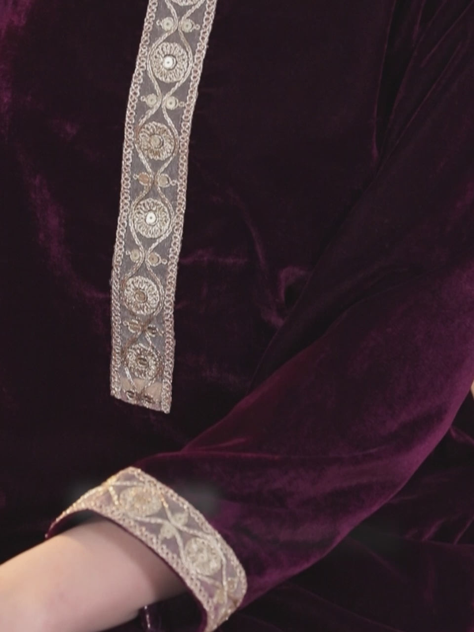  Wine Solid Velvet Straight Suit With Dupatta 