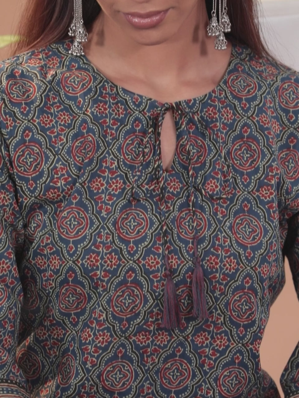  Blue Printed Cotton Straight Suit With Dupatta 
