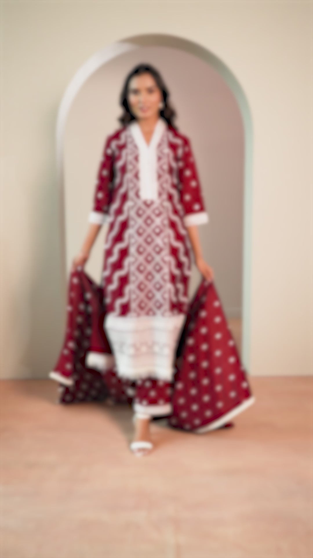  Maroon Embroidered Silk Blend Straight Suit Set With Dupatta 