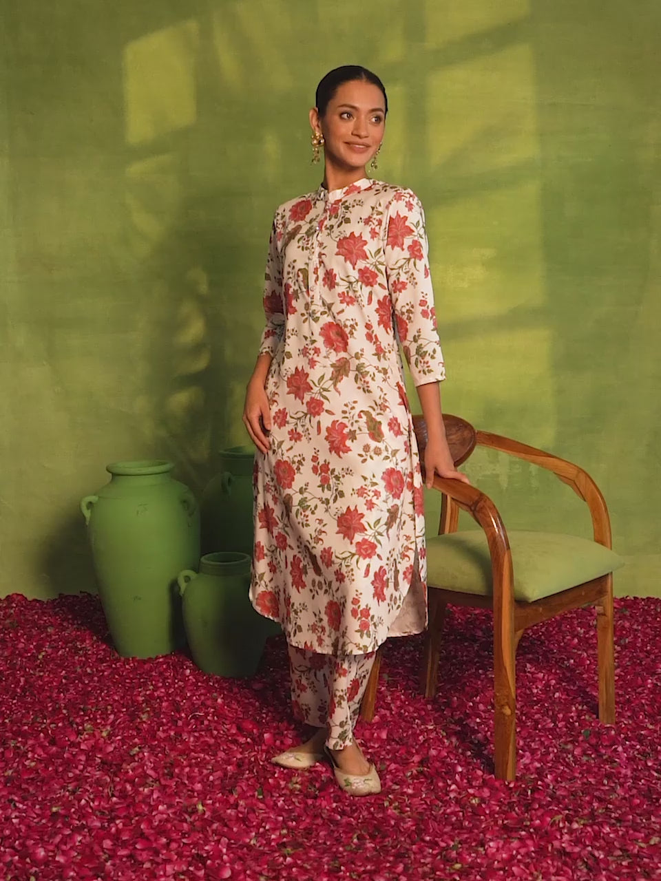  White Printed Rayon Co-Ords 