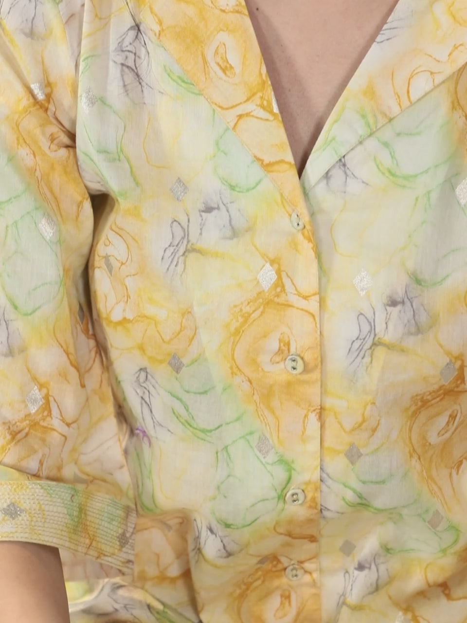  Multicoloured Printed Cotton Tunic Shirt With Trousers 