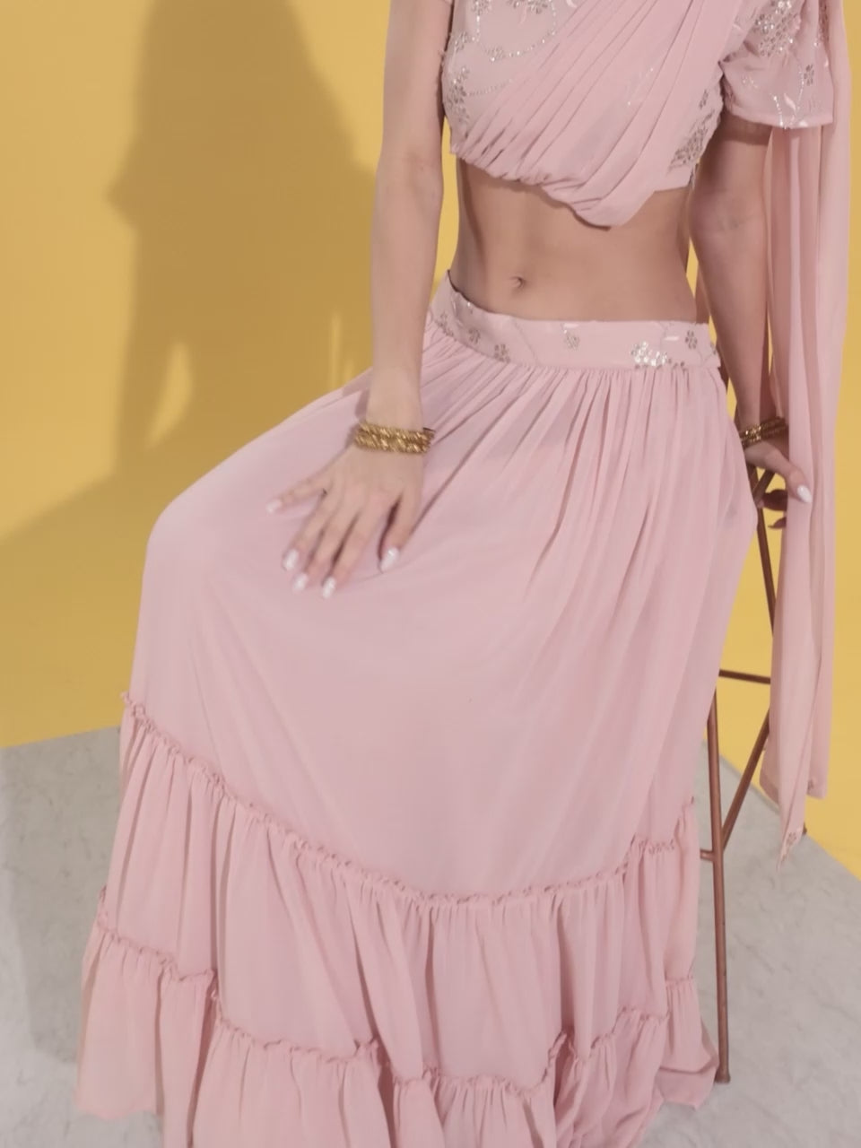  Pink Embellished Georgette Lehenga Choli 