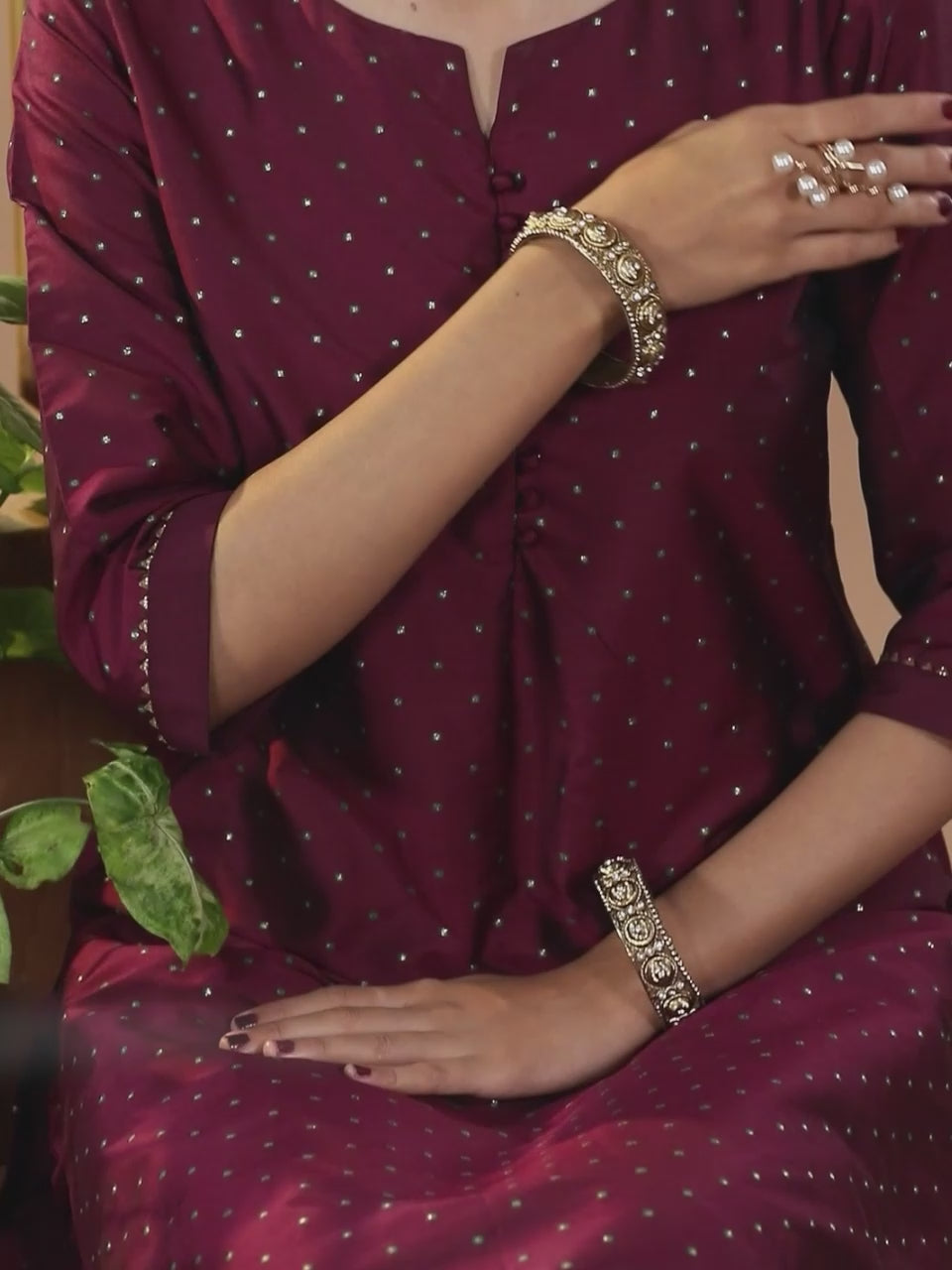  Purple Woven Design Art Silk Straight Kurta With Trousers & Dupatta 