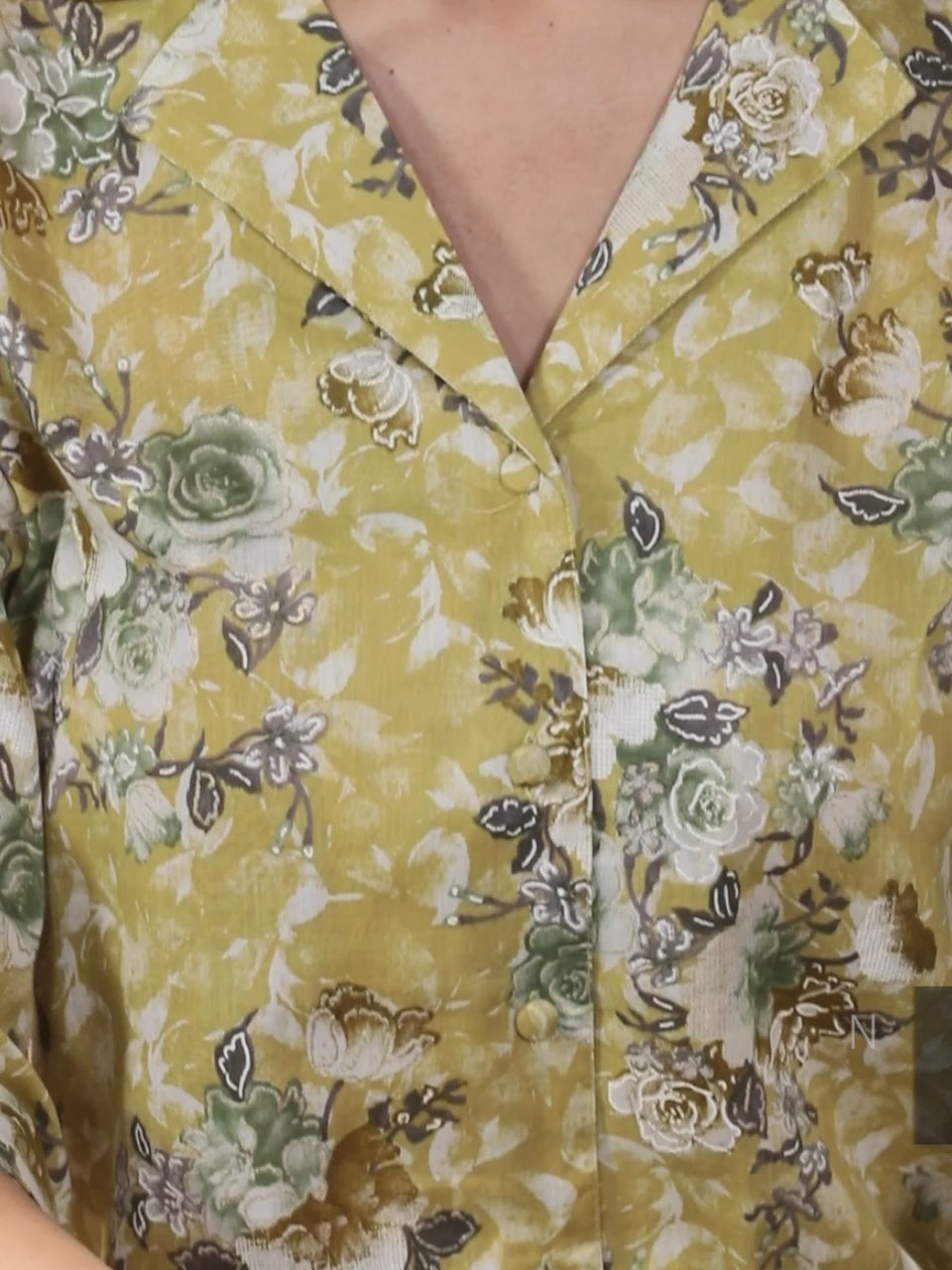  Green Printed Cotton Shirt With Palazzos 