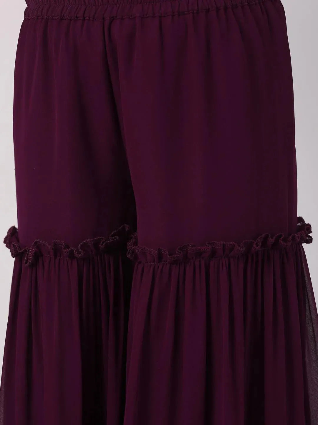 Purple Embroidered Georgette Suit Set - Libas 