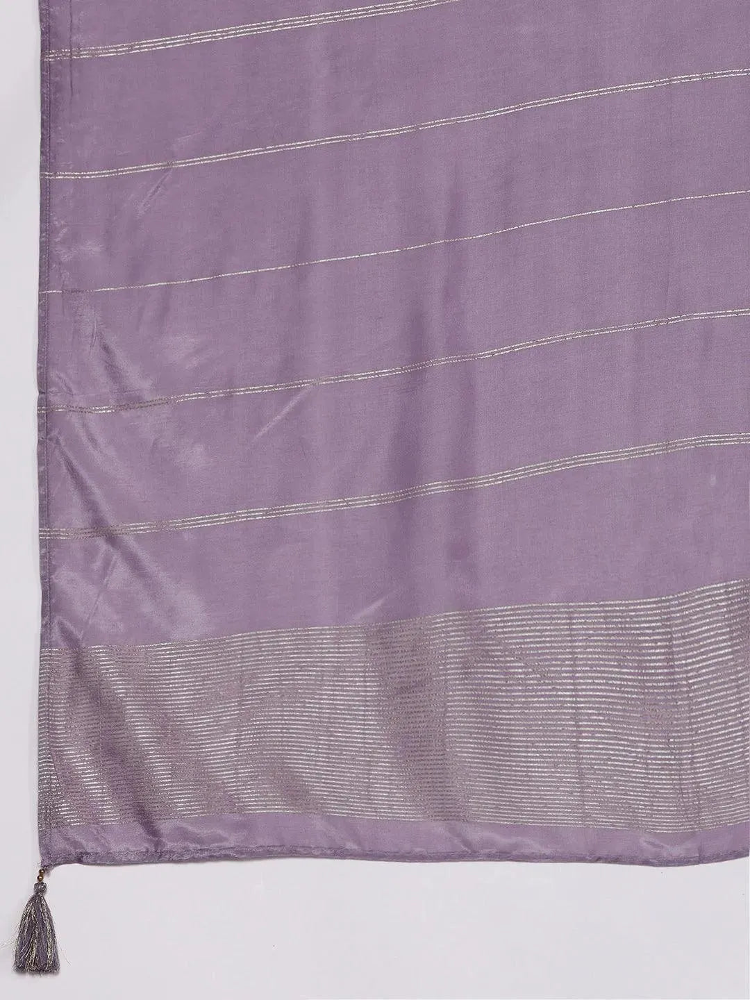 Purple Embroidered Silk Blend Suit Set With Trousers - Libas 