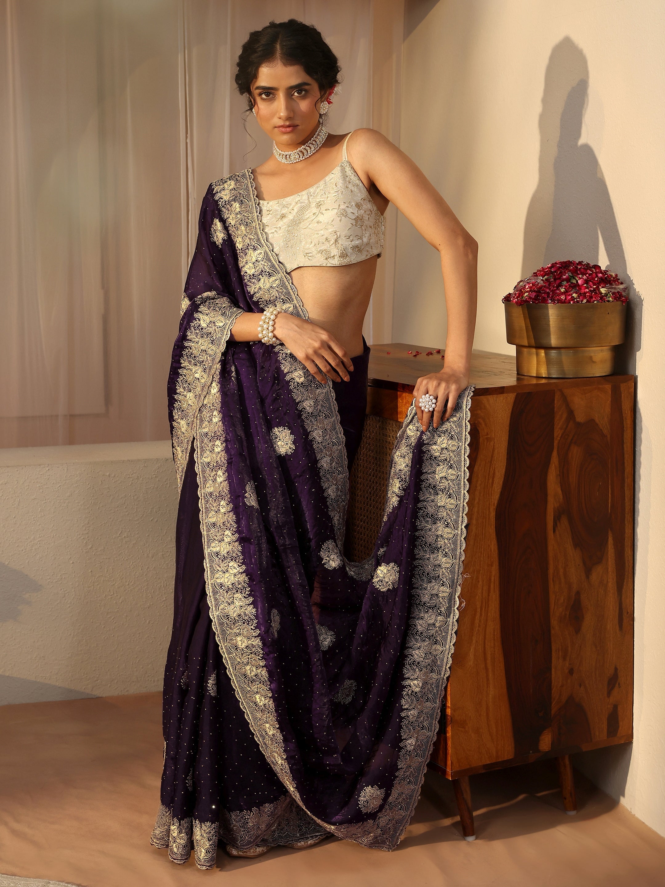 libas Purple Ethnic Embellished Tissue Saree-picture-26