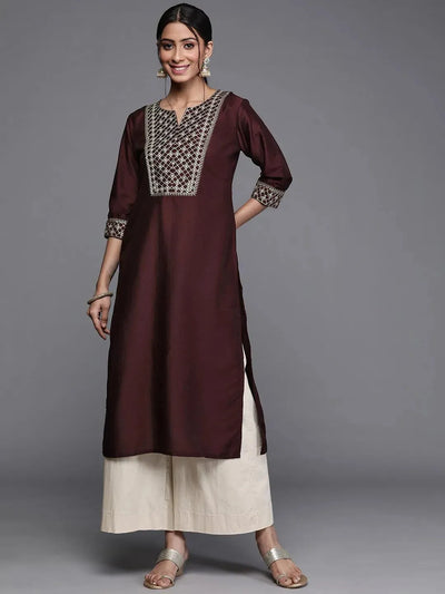 Purple Printed Chanderi Silk Kurta - Libas