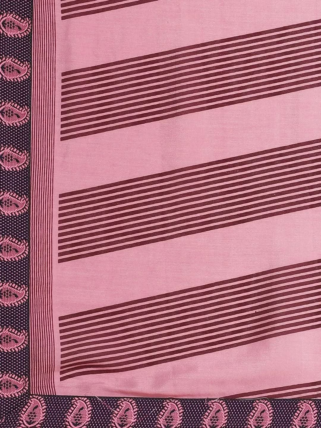 Purple Printed Chiffon Saree - Libas 