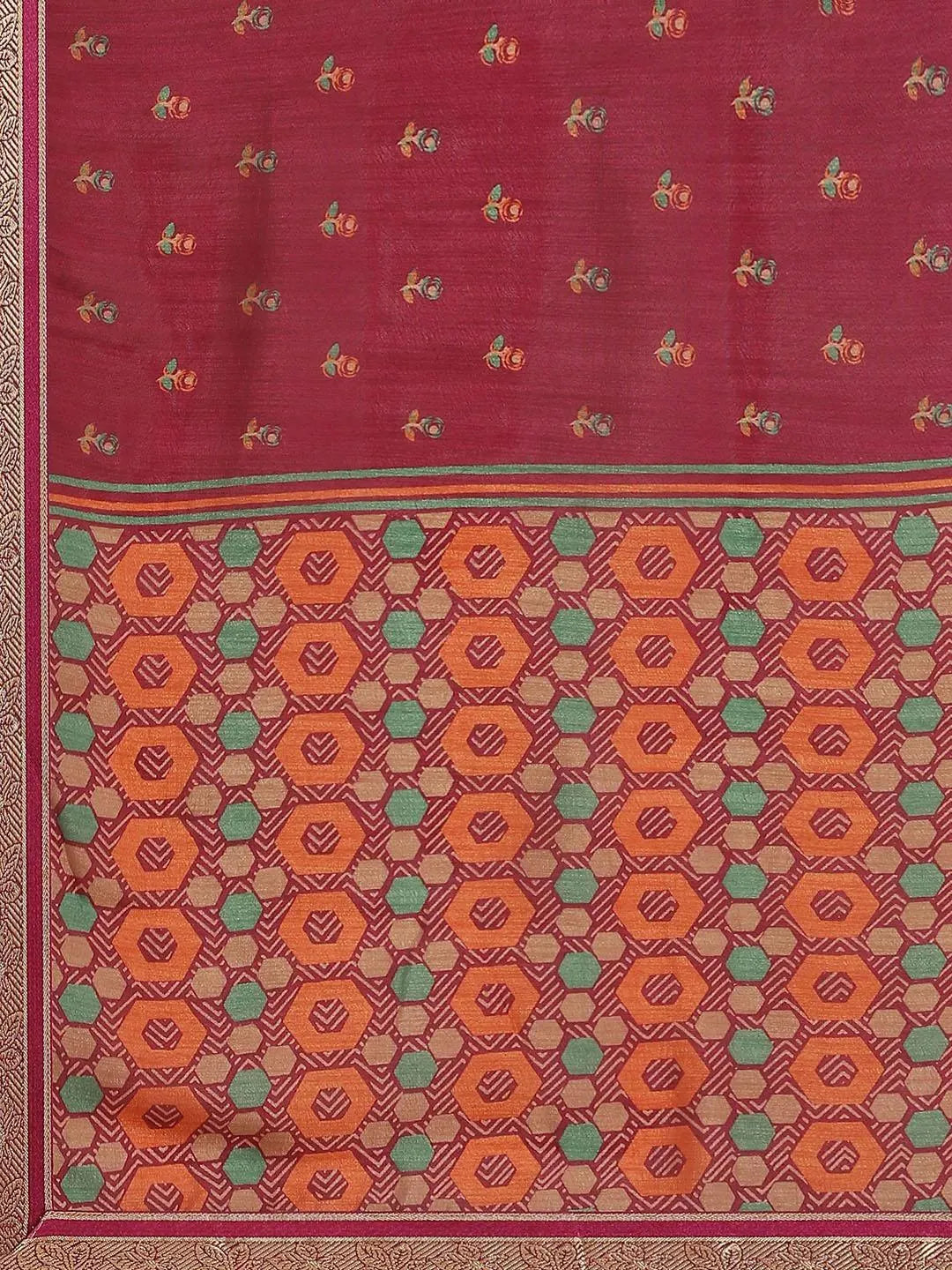 Purple Printed Chiffon Saree - Libas 