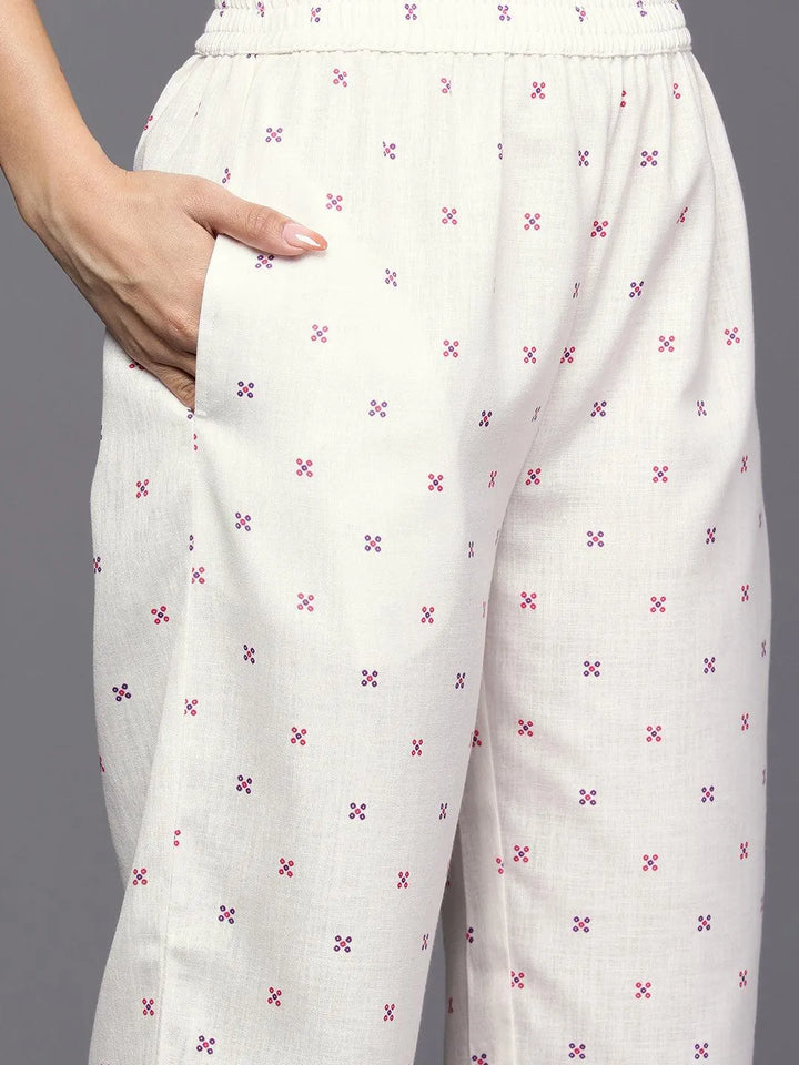 Purple Printed Cotton Straight Kurta Set With Trousers - Libas