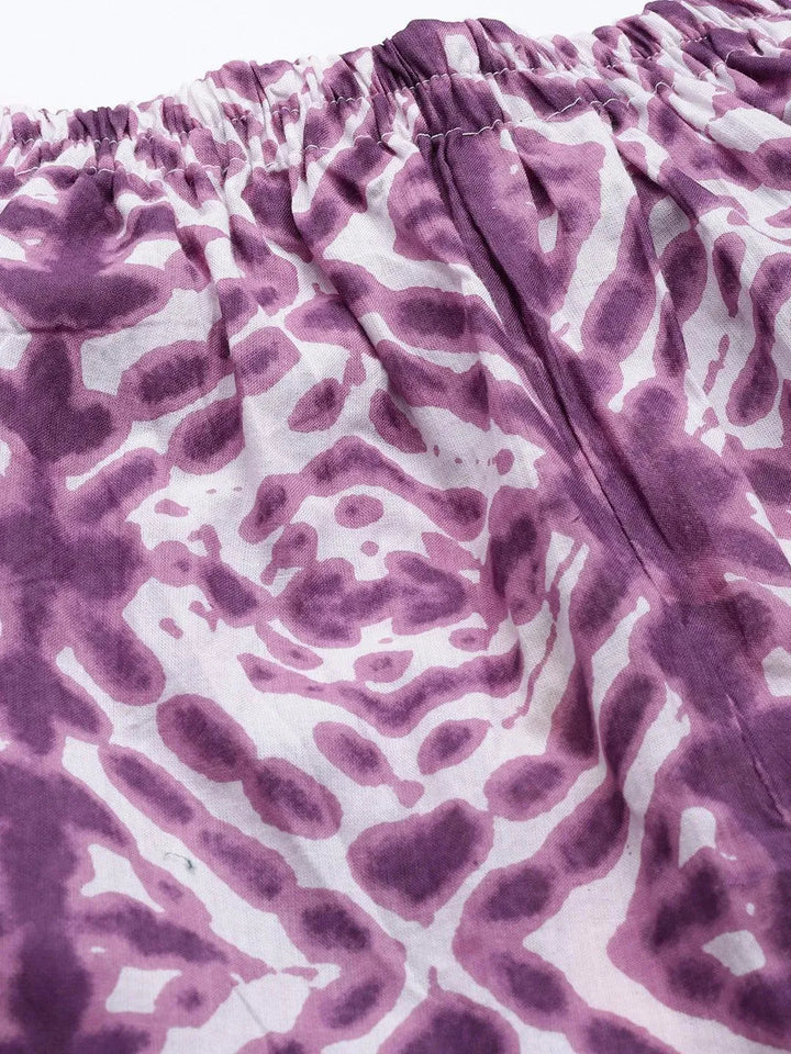 Purple Printed Cotton Trousers - Libas